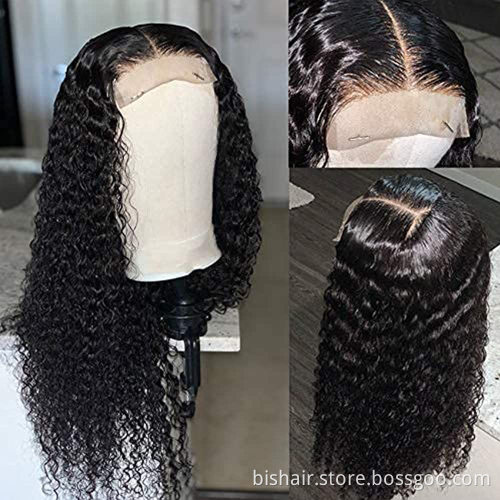 Front Lace Wig Real Human Hair Curly Hair Brazil 150% Density Deep Curly 4X4 Lace Real Human Hair Suitable for Women